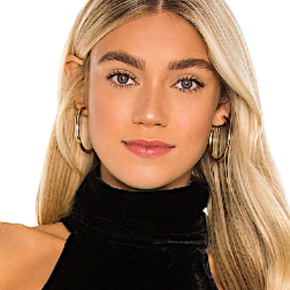 NEW~ Anthropologie Gold Tube Hoop Earrings - Picture 7 of 10